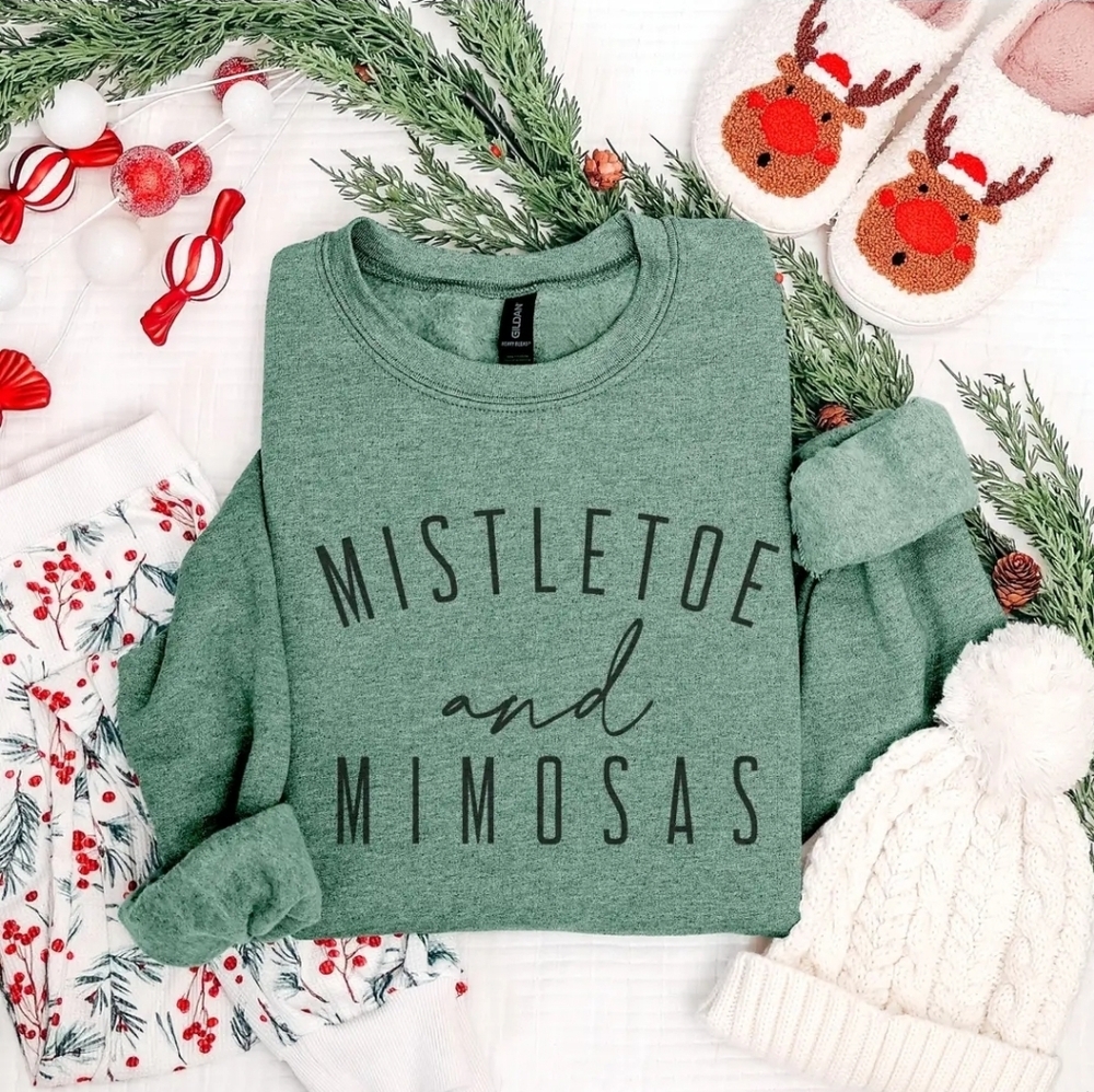 Mistletoe and Mimosas Christmas Crewneck Sweatshirt